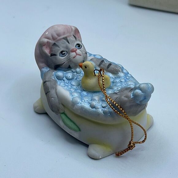 VTG 1988 Kitty Cucumber & rubber duck ornament B.Shackman Schmid - Picture 6 of 6